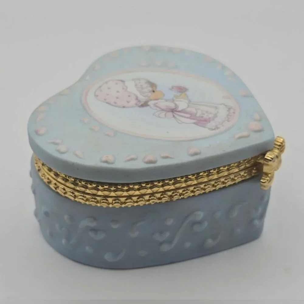 1996 Precious Moments Heart Shape Jewelry / Trinket Box